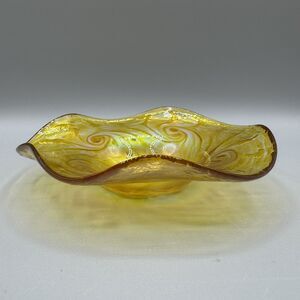 Ron Hinkle Studio Art Glass Swirl Iridescent Trinket Dish Hand Made WV